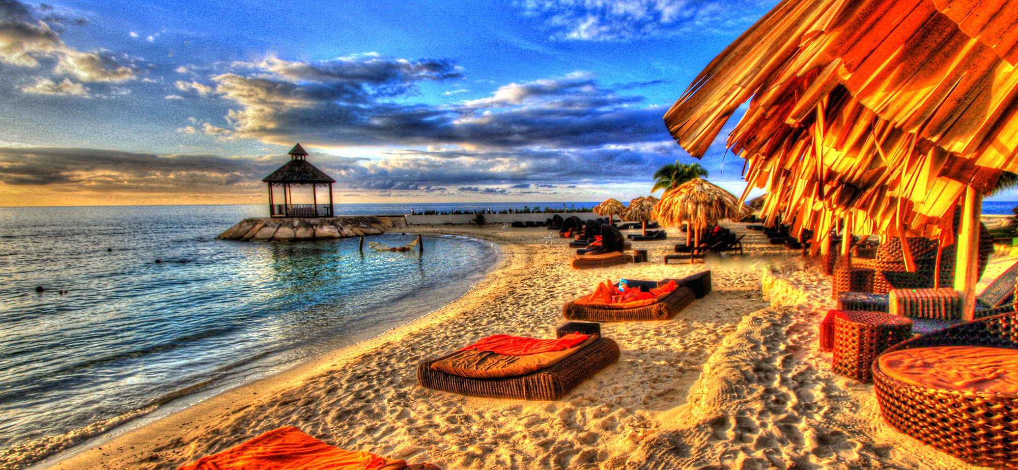 Jamaican resort looking over beach